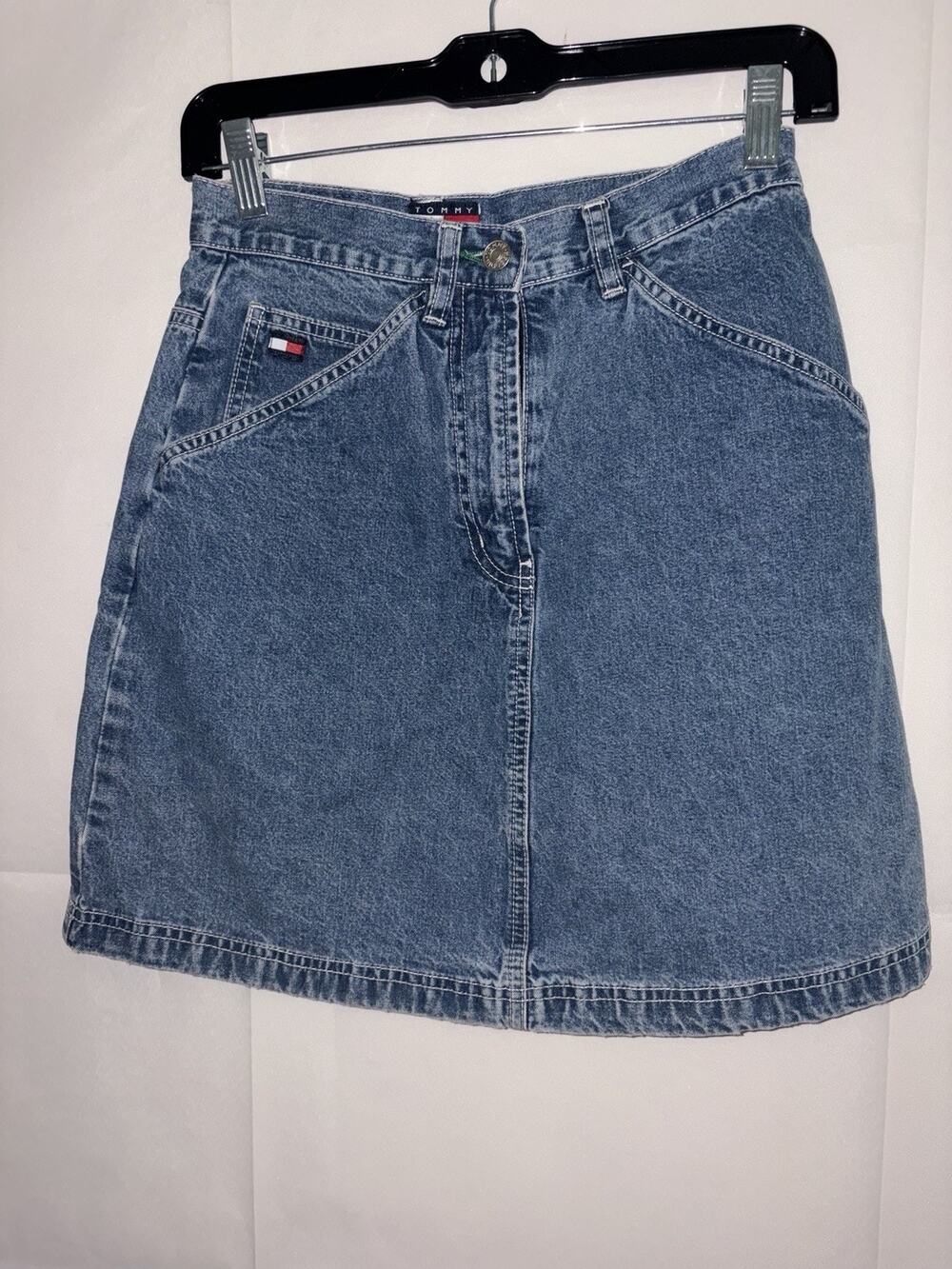 Tommy Hilfiger Size 4 Jean Skirt Blue Denim Logo EUC Vintage